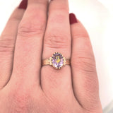 14k Yellow Gold Victorian Genuine Natural Amethyst Rose of Sharon Ring (#J6142)