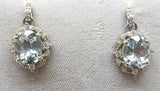 14k Gold 5.12ct Oval Genuine Natural Aquamarine Earrings with Diamonds (#C1752)