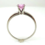 14k White Gold .65ct Round Genuine Natural Pink Sapphire Ring (#J3805)