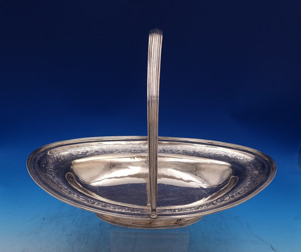 English Georgian Sterling Silver Fruit Bowl Basket Swing Handle Emes 1802 #7440
