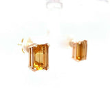18k Rose Gold Pair of Retro Genuine Natural Citrine Stud Earrings (#J5488)