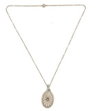 14k White Gold Genuine Natural Rock Crystal Quartz Pendant Art Deco (#J5934)