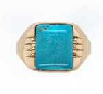 14k Yellow Gold Men's 4.22ct Genuine Natural Turquoise Ring Size 11.75 (#J6136)