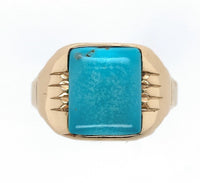 14k Yellow Gold Men's 4.22ct Genuine Natural Turquoise Ring Size 11.75 (#J6136)