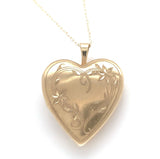 10k Yellow Gold Reversible Heart Locket w/ Quilted and Engraved Designs (#J6432)