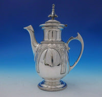 Wood and Hughes Coin Silver Tea Set 4pc 3-D Finial Repoussed Flowers (#4942)