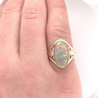 10k Yellow Gold 1.65ct Genuine Natural Opal Ring Pierced Size 6 (#J6099)