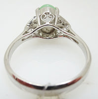 14k White Gold Jadeite Jade and Diamond Ring with Report (#J3288)