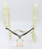 Genuine Natural Opal Necklace with Diamonds & 14k White Gold Clasp (#C3268)
