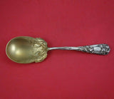 New Art by Durgin Sterling Silver Berry Spoon GW with Flowers 5.8 ozt. 9 1/2"