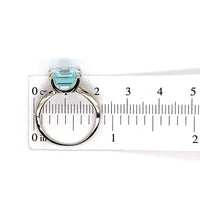 5.46ct Emerald Cut Genuine Natural Aquamarine 14k White Gold Ring (#J5790)