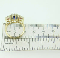 14K Yellow Gold Genuine Natural Tanzanite and Pink Sapphire Ring (#J1841)