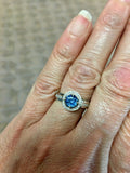 14k White Gold 1.03 Carat Teal Genuine Natural Sapphire Diamond Ring (#J5220)