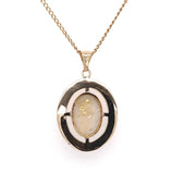 10k Gold Victorian Gold Vein Quartz Pendant w/ Flowers (#J5640)