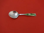 Harlequin Enameled by Georg Jensen Sterling Silver Ice Cream Spoon Green 4 3/4"