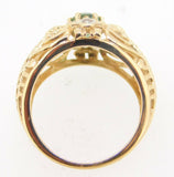 10k Gold .72ct Green Genuine Natural Tourmaline Ring with Diamonds (#J3987)