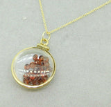 Vintage Shaker Locket 12K Gold Filled Genuine Gemstones Pendant