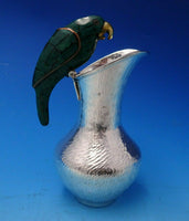 Mexican Silverplate Milk Pitcher with Green Parrot (#4654)