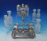 English Sterling Silver and Cut Crystal Cruet Set 10" x 8"  (#5411)