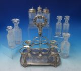English Sterling Silver and Cut Crystal Cruet Set 10" x 8"  (#5411)