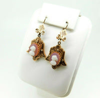 10k Rose Gold Stone Cameo Pin and Earring 3-Piece Set Victorian (#J4470)