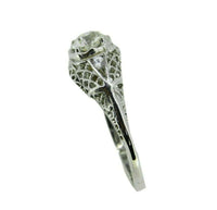 Art Deco 18k White Gold Genuine Natural Diamond Filigree Ring .56ct (#J2360)