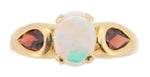 14k Gold Oval Genuine Natural Opal Ring with Garnets (#J3990)