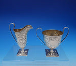Davis and Galt Sterling Silver Sugar Creamer Set 2pc #68 w/Leaf Design (#3666)