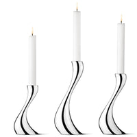 Georg Jensen Stainless Steel Cobra Candleholder Set 3pc Modern New in Box