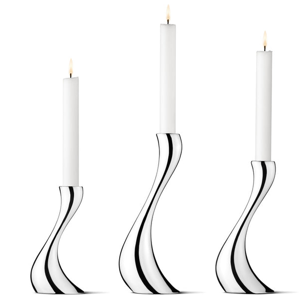 Georg Jensen Stainless Steel Cobra Candleholder Set 3pc Modern New in Box