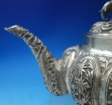 India Sterling Silver Tea Set 3pc w/Birds Cobra Handle Elephant Finial (#5477)