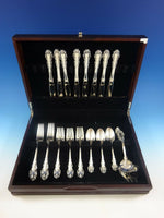 Dresden Scroll by Lunt Sterling Silver Flatware Set For 8 Service 34 Pieces
