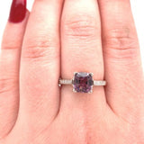 14k White Gold 1.95ct Purple Genuine Natural Spinel and Diamond Ring (#J5612)