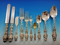 Lily by Whiting Sterling Silver Flatware Set for 12 Service 125 pcs Dinner Old