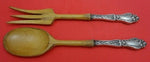 Lily by Frank Whiting Sterling Silver Salad Serving Set with Olive Wood 10 1/2"
