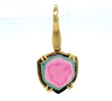 15.25ct Watermelon Genuine Natural Tourmaline 14k Yellow Gold Earrings (#J5954)