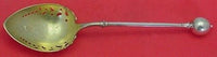 Ball End Pattern #1 by Wendt Sterling Silver Ice Spoon GW Pierced BC with Leaves