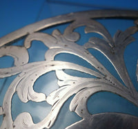 A. Stowell and Co Glass Trivet Plate w/ Sterling Silver Overlay 7" #A93 (#5431)
