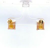 18k Rose Gold Pair of Retro Genuine Natural Citrine Stud Earrings (#J5488)