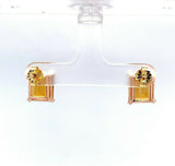 18k Rose Gold Pair of Retro Genuine Natural Citrine Stud Earrings (#J5488)