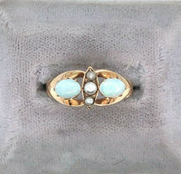 10k Yellow Gold Victorian Opal and Seed Pearl Ring (#J5517)