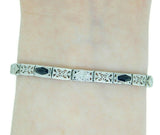 14k White Gold Filigree Diamond Sapphire Bracelet (#J4707)