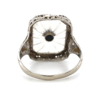 14k White Gold Genuine Natural Rock Crystal Quartz Filigree Ring Jewelry #J5931