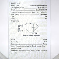 18k White Gold Men's 1.80 Carat Diamond Ring Jewelry with GIA Report (#J5768)