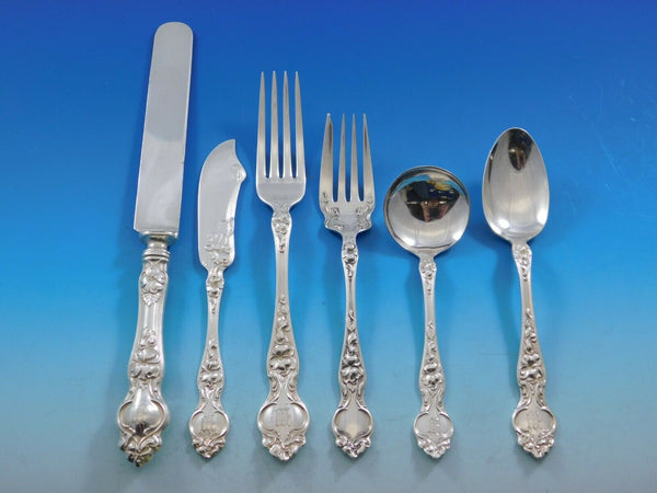 Violet by Wallace Sterling Silver Flatware Set For 12 Service 88 Pieces