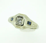 18k White Gold Diamond and Sapphire Men's Ring (#J729)