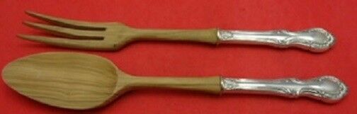 Southern Colonial By International Sterling Silver Salad Serving Set w/ Wood 2pc