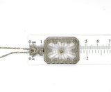 14k Gold Genuine Natural Rock Crystal Quartz Diamond Filigree Necklace (#J5455)
