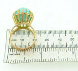 Retro 14k Yellow Gold Large 12.3ct Genuine Natural Turquoise Ring (#J5112)