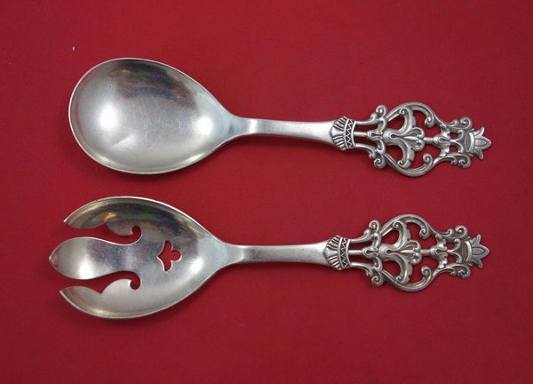 Th. Olsens Norwegian Sterling Silver Salad Serving Set 2pc 7 1/2"
